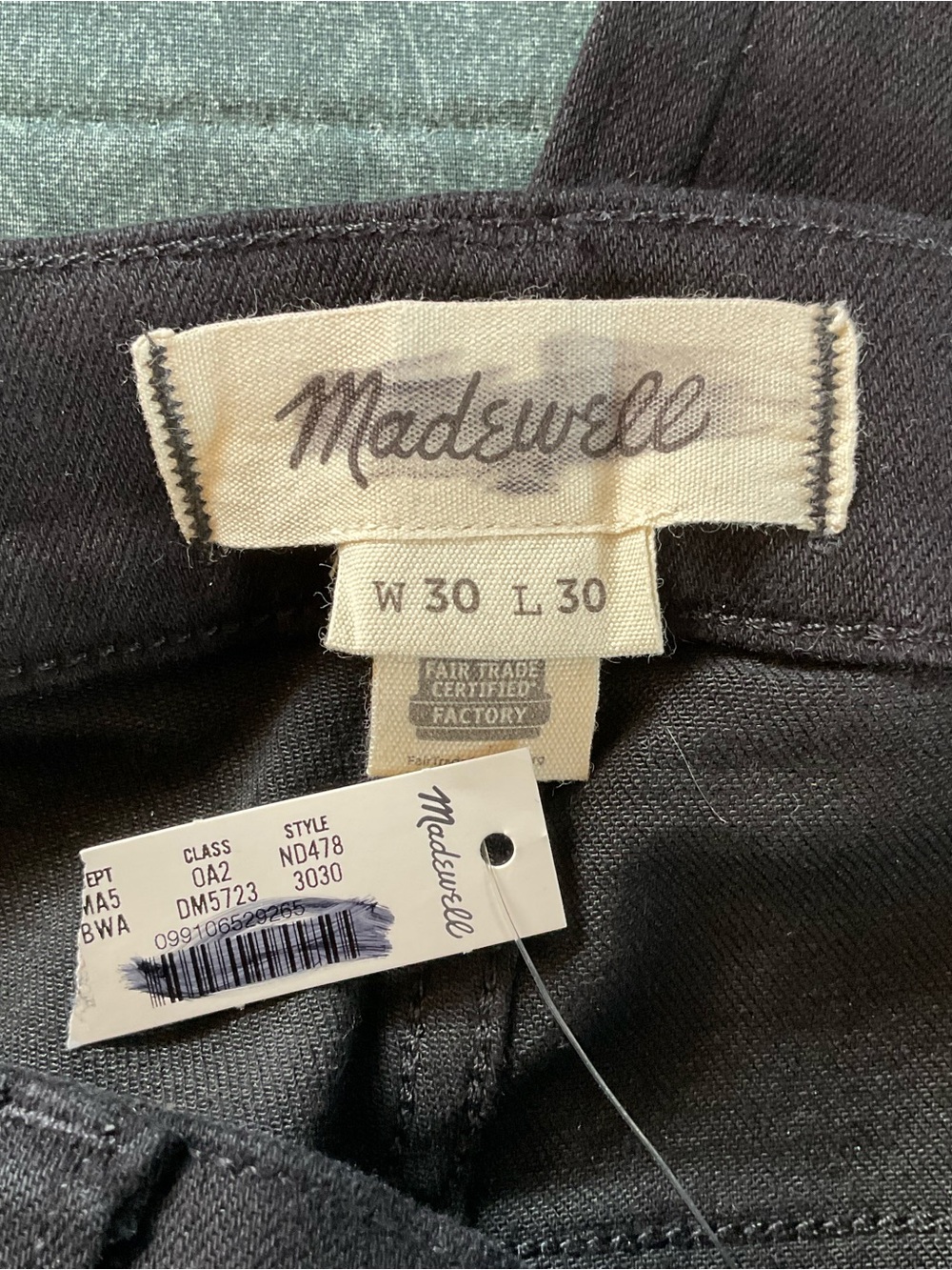 Madewell Athletic Slim Jeans: COOLMAX Denim Edition Black Mens 30x30 NWT - Picture 12 of 13